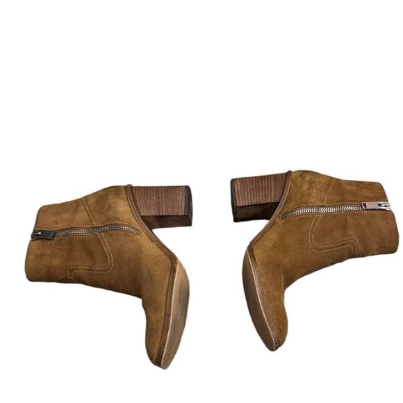 Saint Laurent Tan Light Brown Suede Ankle Bootie Heel Shoes 39 - Picture 4 of 9